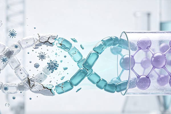 A polymer chain being protected by anti-hydrolysis agent molecules