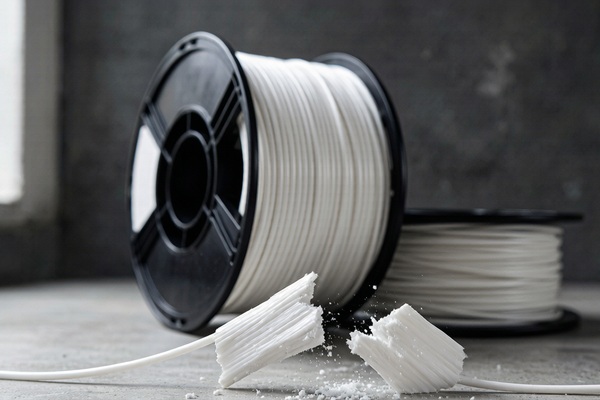 Brittle PLA filament snapping in a 3D printer